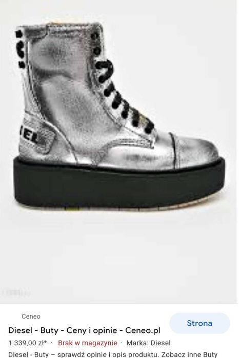 buty glany botki skórzane skóra metalic DIESEL 41 unikat NOWE 1340,-