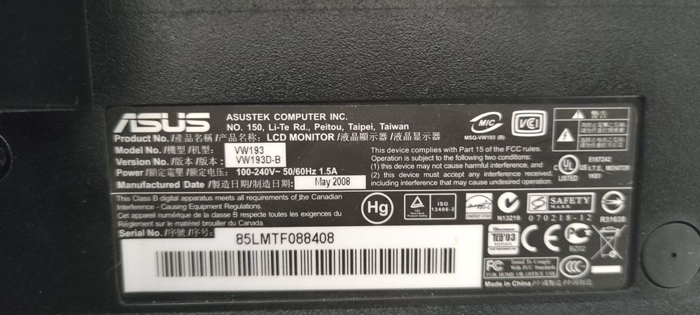 LCD Asus 19" usado