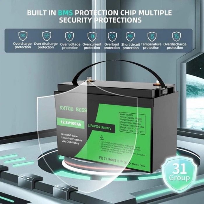 Акумулятор ліітій-залізо-фосфатний DatouBoss 12V 100Ah LiFePO4 1280Вт