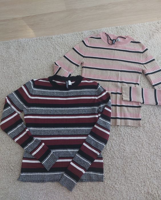 Dwa sweterki w paski H&M XS-S