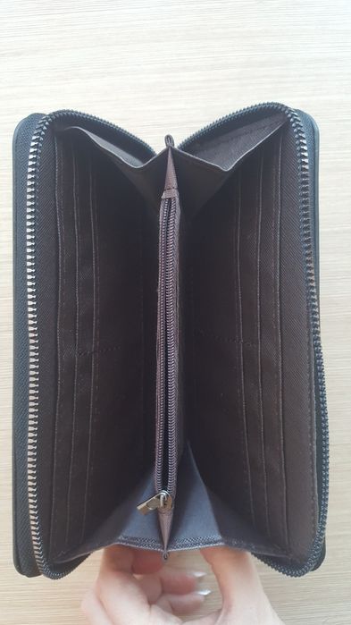 Portfel długi czarny kieszonki suwak duży