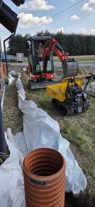Minikoparka | Prace ziemne | Drenaże | Przeciski pneumatyczne | Śląsk