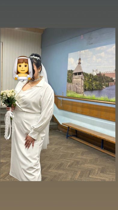 Элегантное белое платье VOVK  роспись, торжество