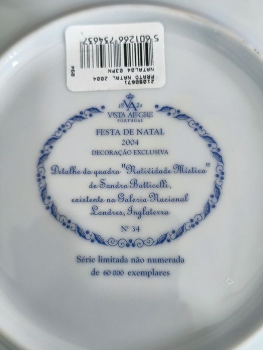 Pratos Vista Alegre "Festa de Natal"