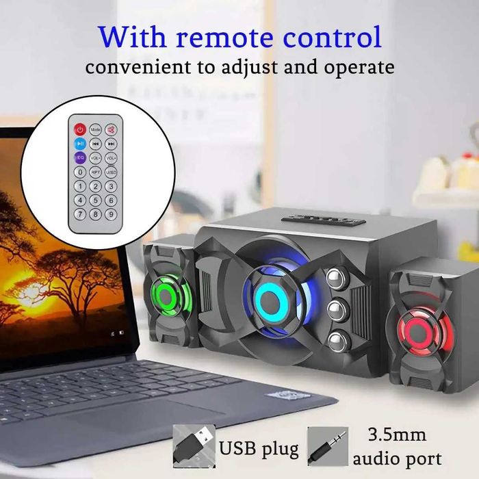 Блютуз колонки 2.1, Саб. +2 сателлита. Акустическая система с блютуз.