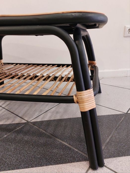 Mesa centro rattan e madeira nova