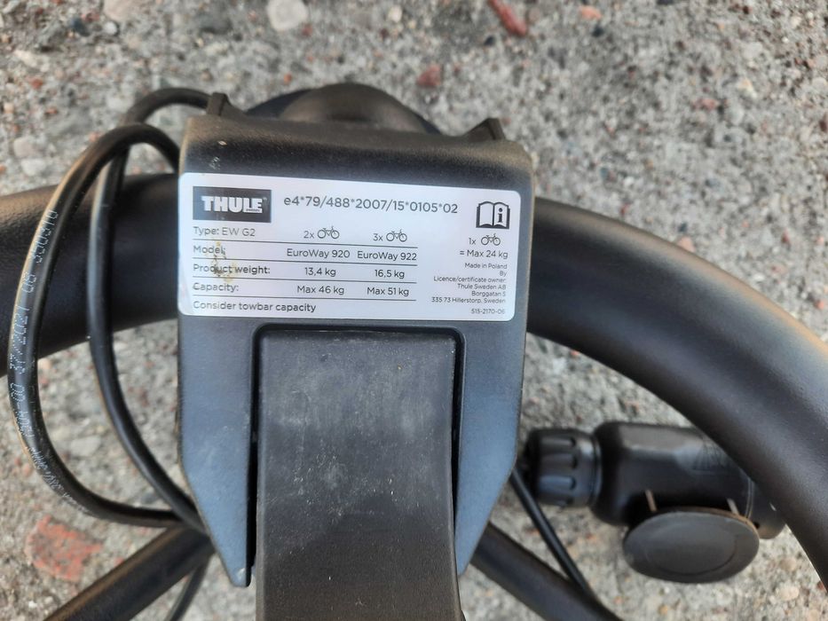 Bagażnik rowerowy THULE EW G2 ( EuroWay 922 ) na 3 rowery