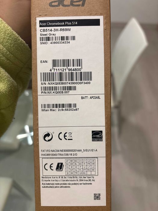 Portátil Acer Chromebook Plus 514 CB514-3H-R69W (1 Ano de Garantir RP)