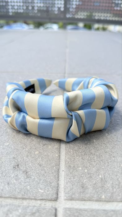 Opaska marszczona roxy stripes masełko i błękit