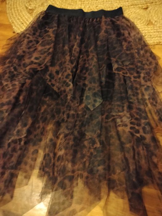 Spódnica tiulowa ciemna panterka
