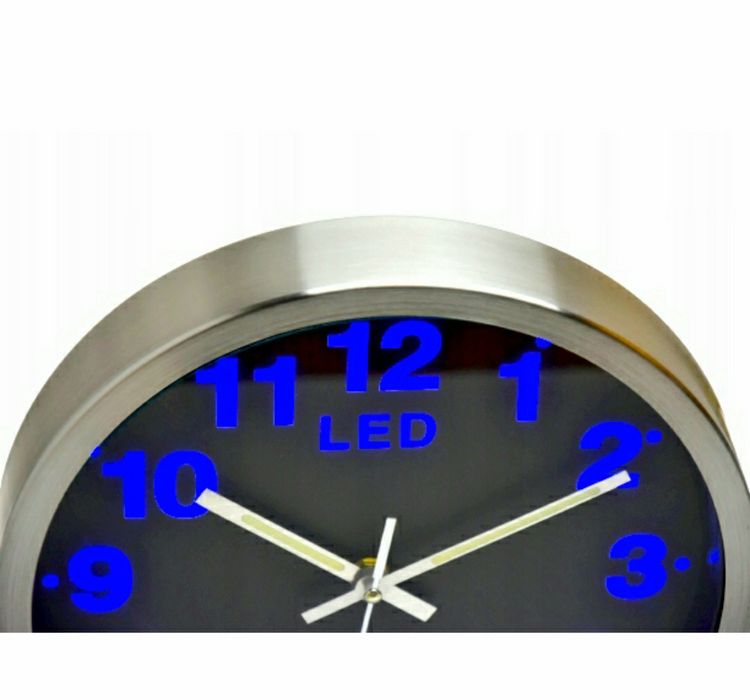 Zegar Ścienny LED Podświetlany Aluminium Wiszący