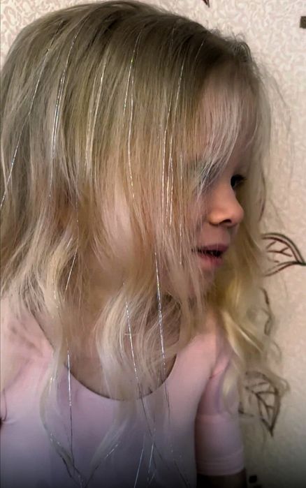 Блискучі прядки у волосся, блестящие нитки, канекалон, обруч,заколки