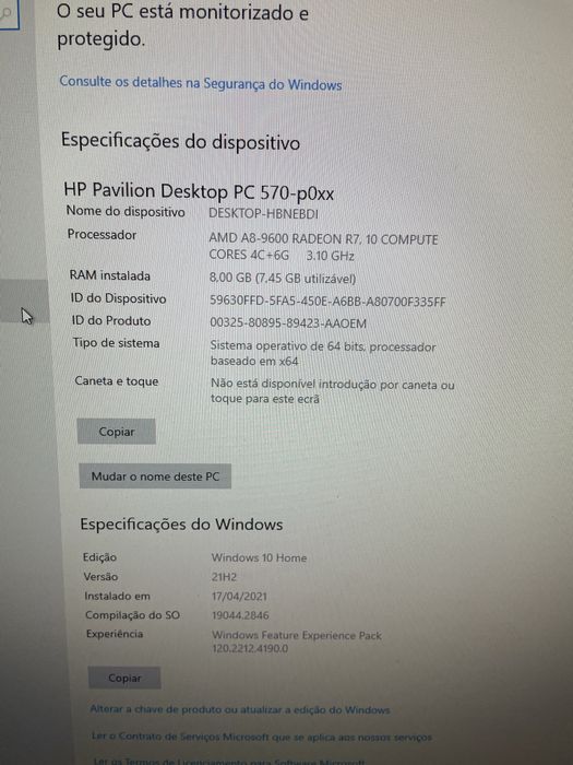 Computador HP com perifericos