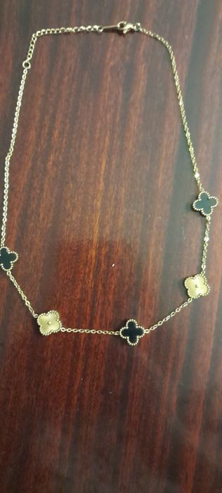 Choker flores dourado/preto