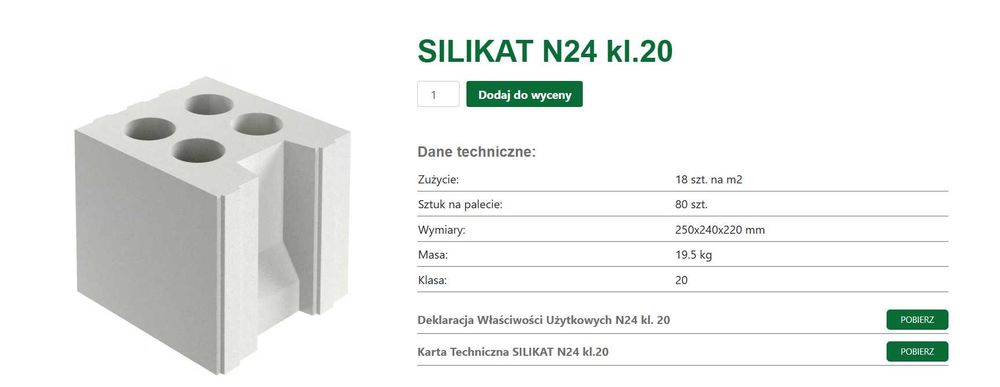 Silikat N24 kl. 20 firmy SILIKATY