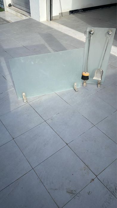 Conjunto lareira - frente e acessórios