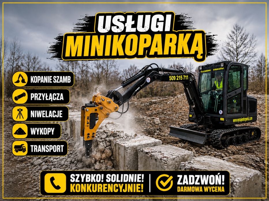 Kucie betonu wyburzenia od zaraz | MINIKOPARKA + MŁOT | Piaseczno