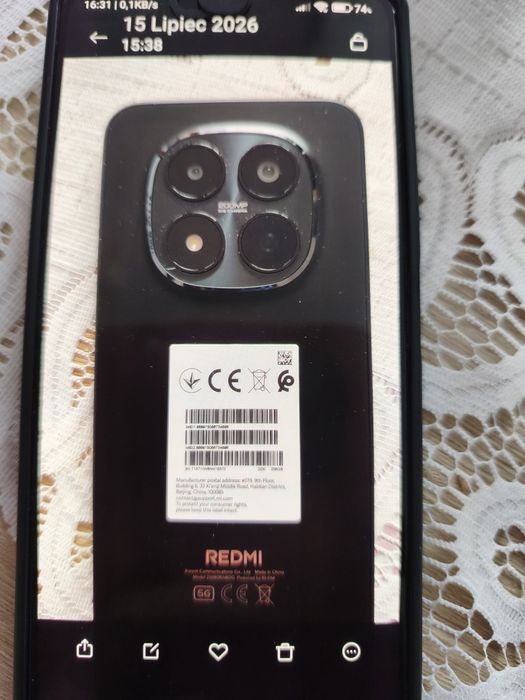 Telefon Xiaomi Redmi Note 15 z ładowarką Pro 5G na gwarancji.