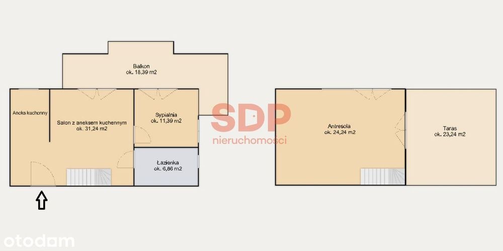 Dwupoziomowe mieszkanie z tarasem na dachu | cisza | zieleń