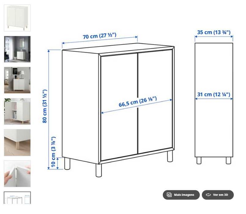 Armário IKEA EKET Branco com 2 Portas – Com ou Sem Pés