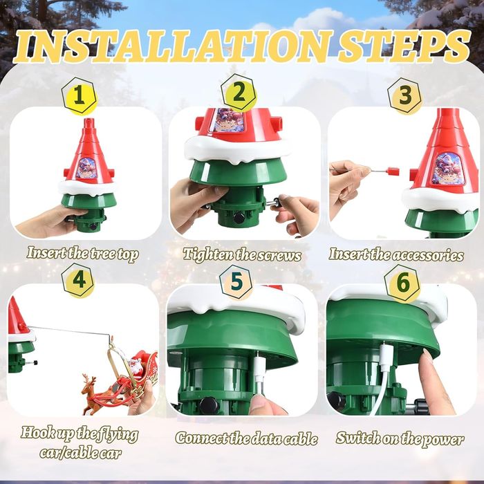 Topo de arvore de natal com motor e musica