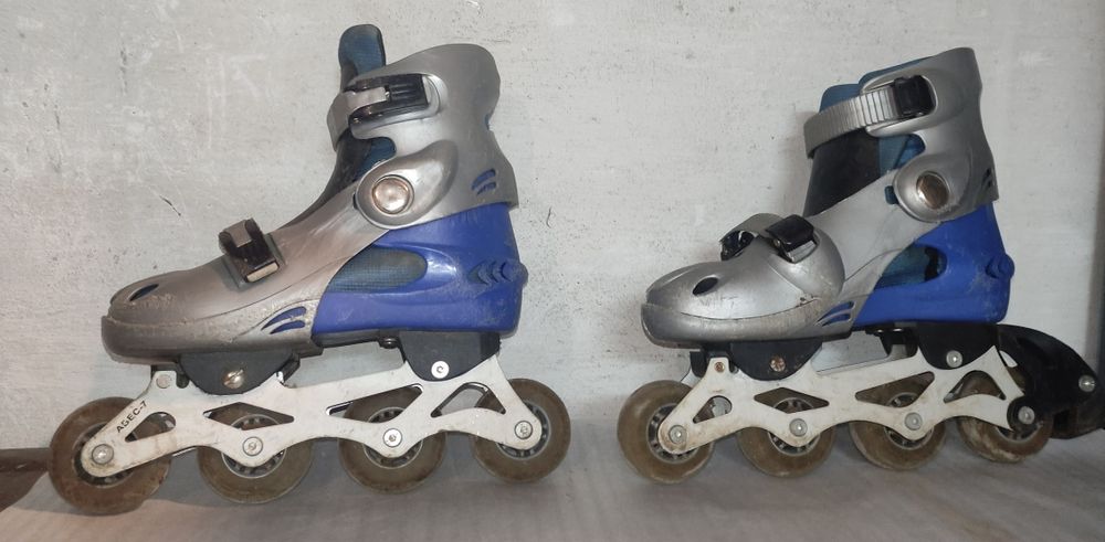 Роликовые коньки  раздвижные 36-39, синие, Abec-7