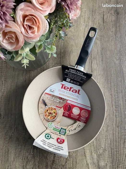 Patelnia Tradycyjna TEFAL BEIGE ESSENTIAL Non-stick 24 cm INDUKCJA !!!