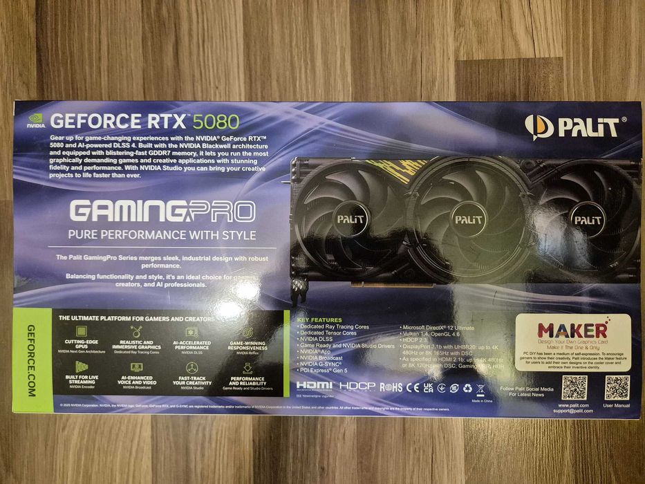 Karta graficzna Palit GeForce RTX 5080 GamingPro 16GB