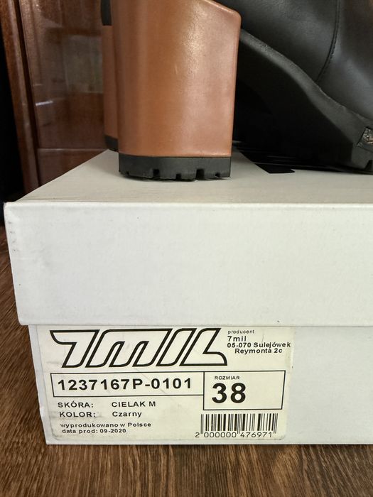 Botki ze skóry cielęcej 7mil rozm. 38