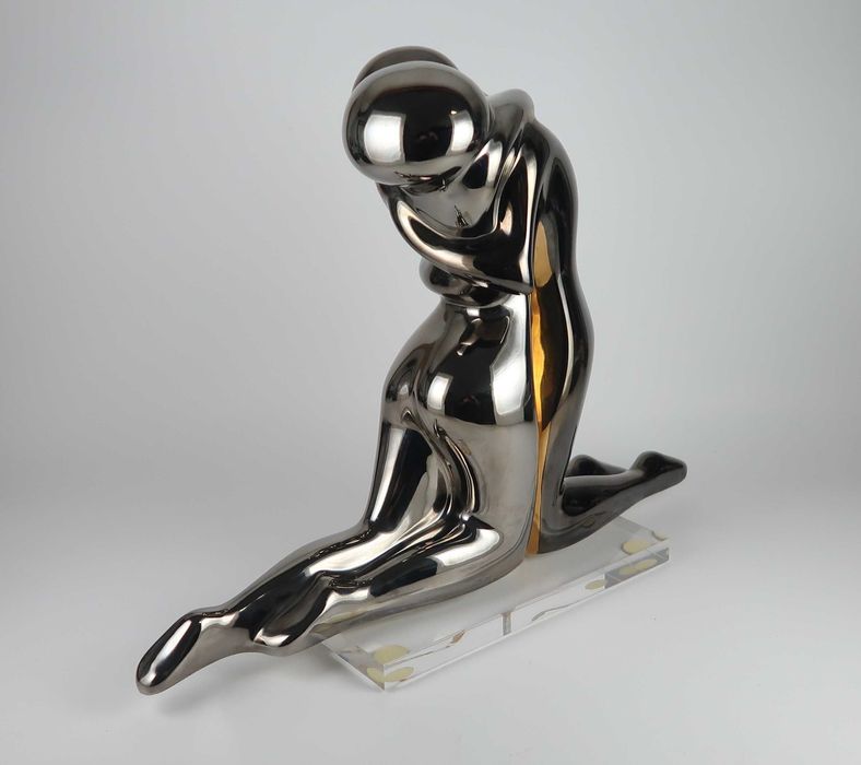 Escultura em porcelana GALOS - O Abraço