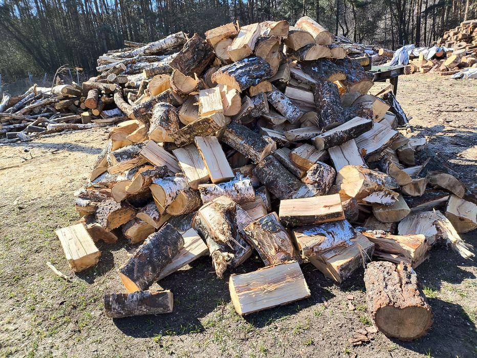 SUCHE Drewno opałowe kominkowe brzoza sosna świerk łupane TRANSPORT