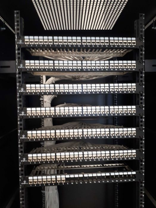 Okablowanie internetowe sieć LAN, szafy RACK, spawanie światłowodów