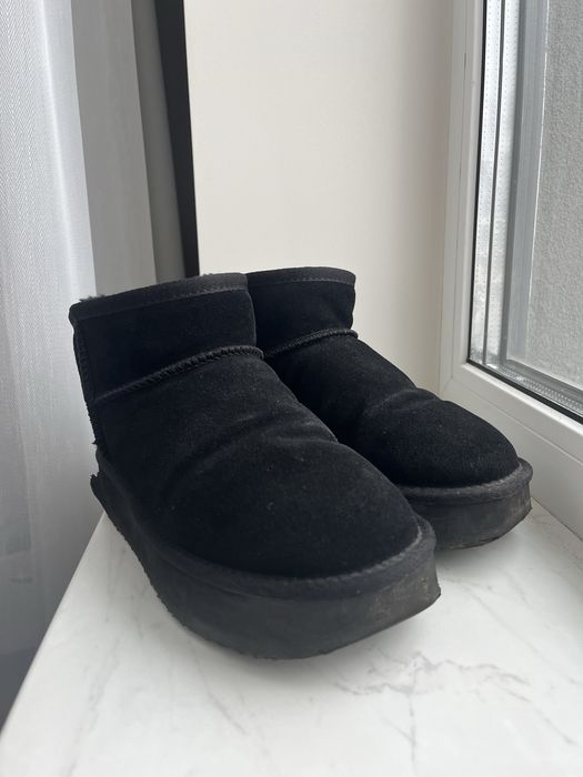 Угги чорні трендові на платформі