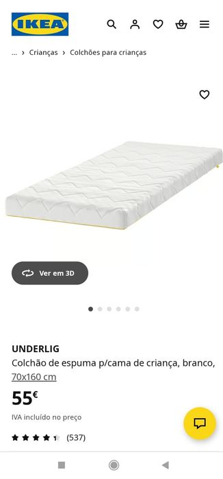 Cama de criança IKEA Kritter com estrado, colchão e dossel