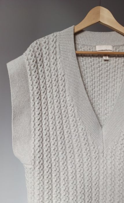 Kamizelka wełniana kaszmirowa bezrękawnik sweter H&M beżowa kaszmir