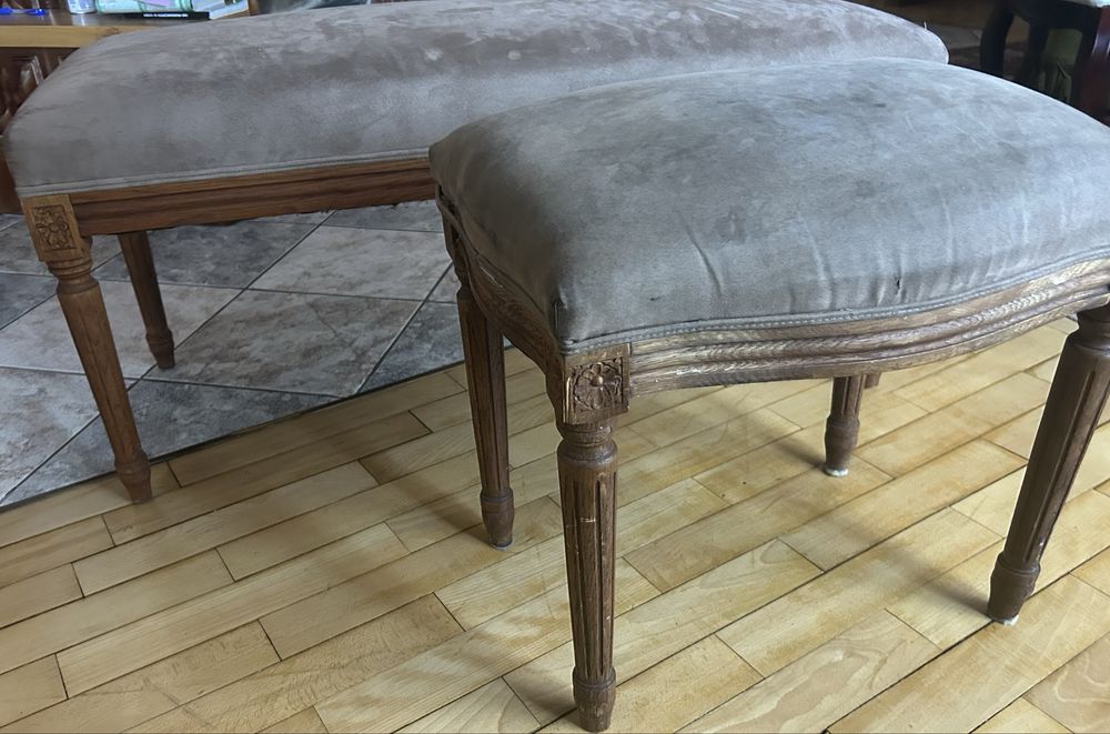 Ława do fortepianu pianina i puf francuski Ludwik XVI styl rustykalny
