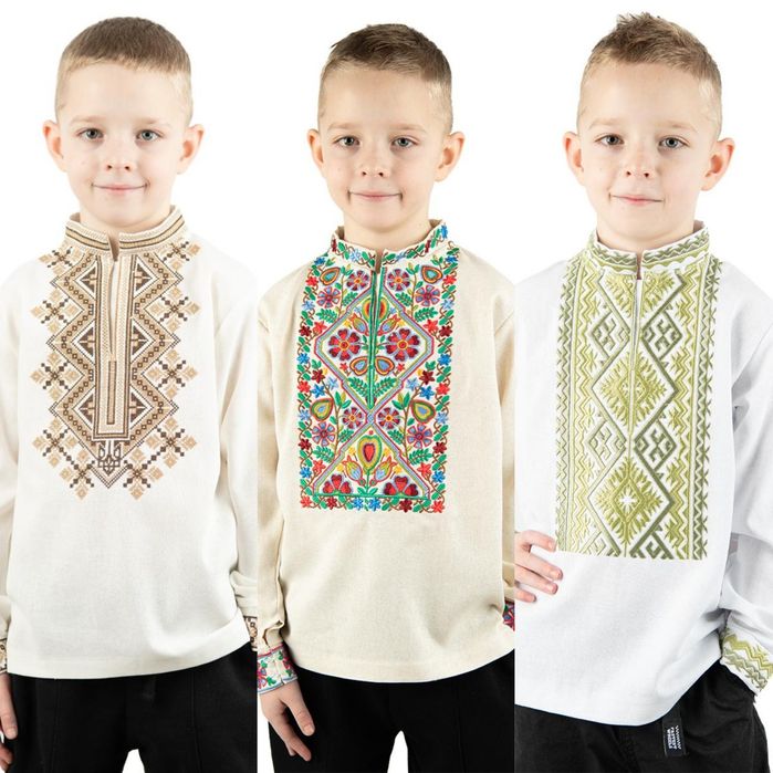 110-164 Вишиванка лляна для хлопчика підлітка дитяча вишиванка