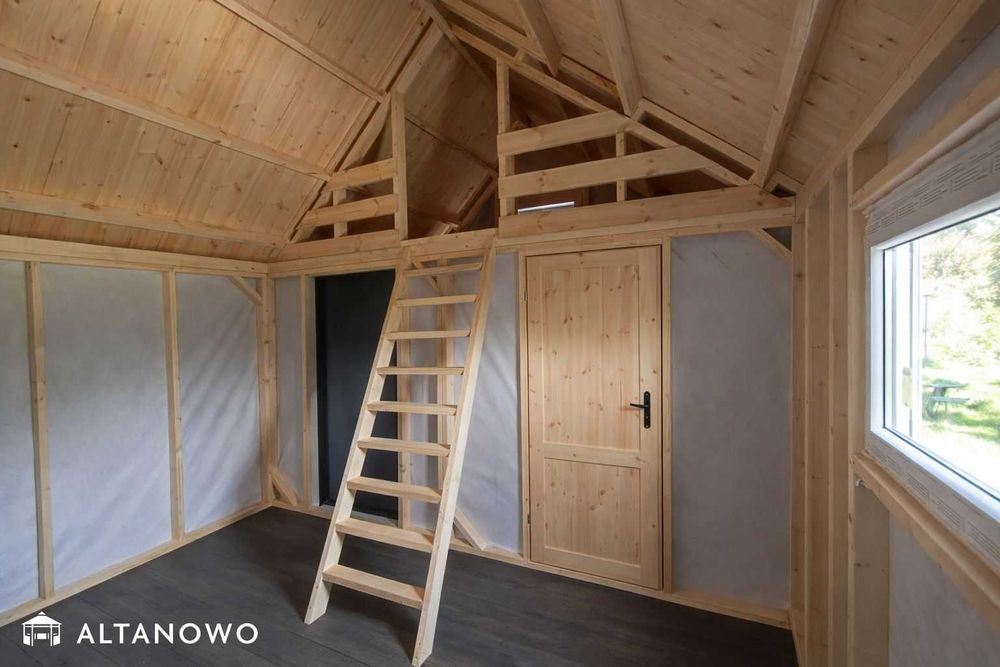 Domek letniskowy 4x6 bez pozwolenia z antresolą | montaż | producent