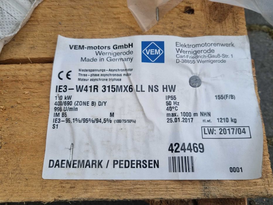 Silnik Elektryczny VEM 110kw 990/min