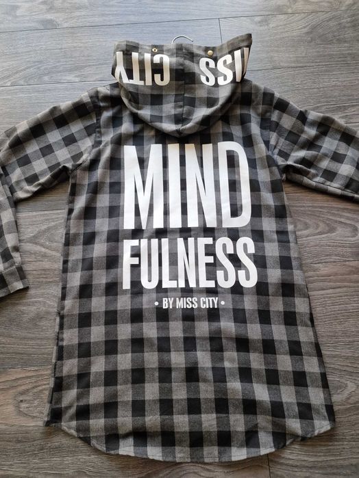 Bluza krata w kratkę tunika kardigan rozmiar S M