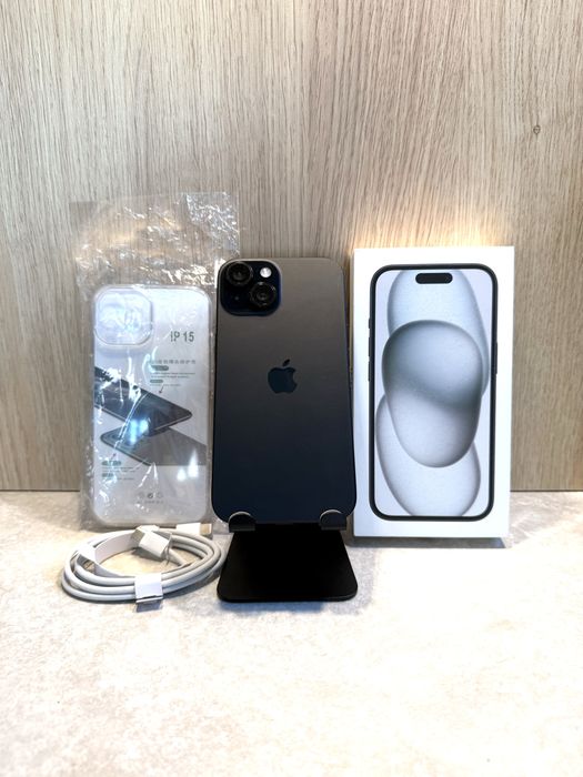 Iphone 15 Black 128 GB, 83 %, Bardzo Dobry Stan ! + ZESTAW !