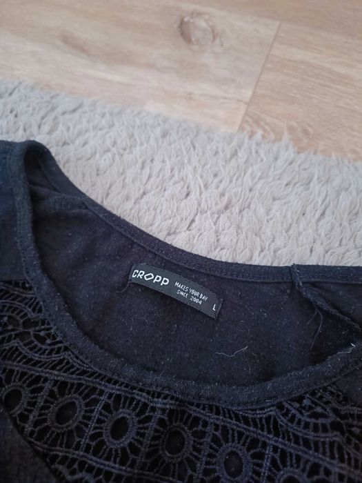 Longsleeve damski czarny bluzka z rękawem 3/4 r M/L