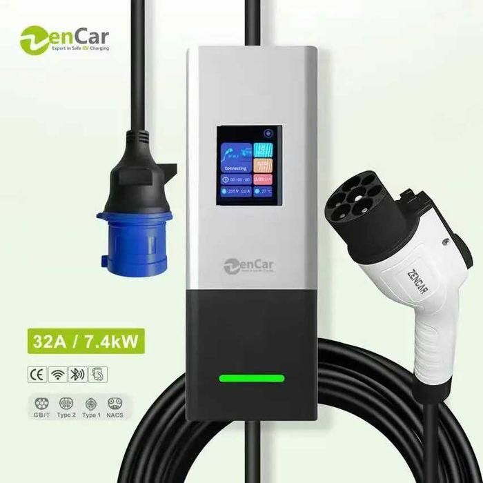 Зарядний пристрій для електромобілів Zencar c20 GBT ,Type 1,Type 2,  7.4кВт 32a (WI-FI)