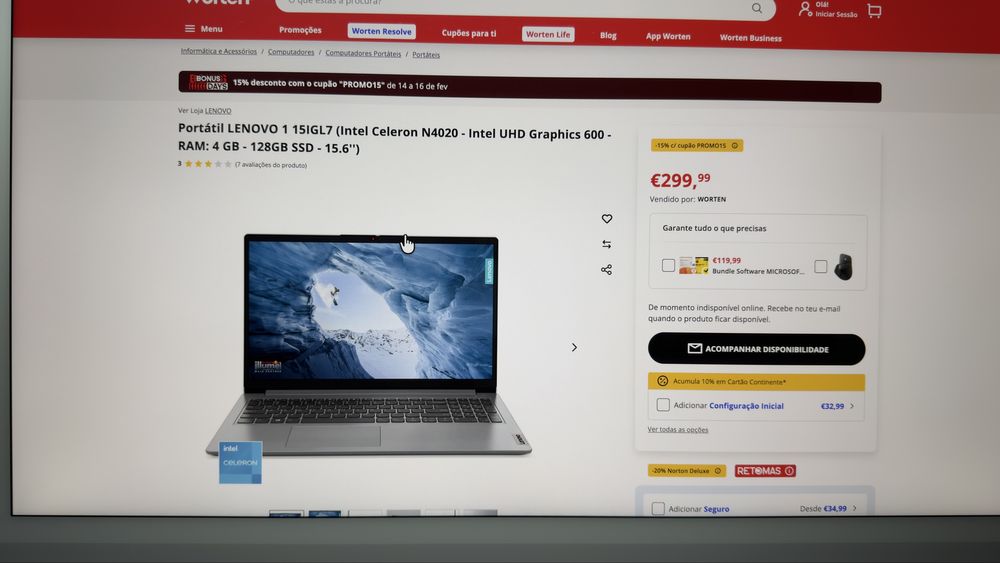 Portatil Lenovo1 15lgl7 Ram 4gb - 128gb ssd