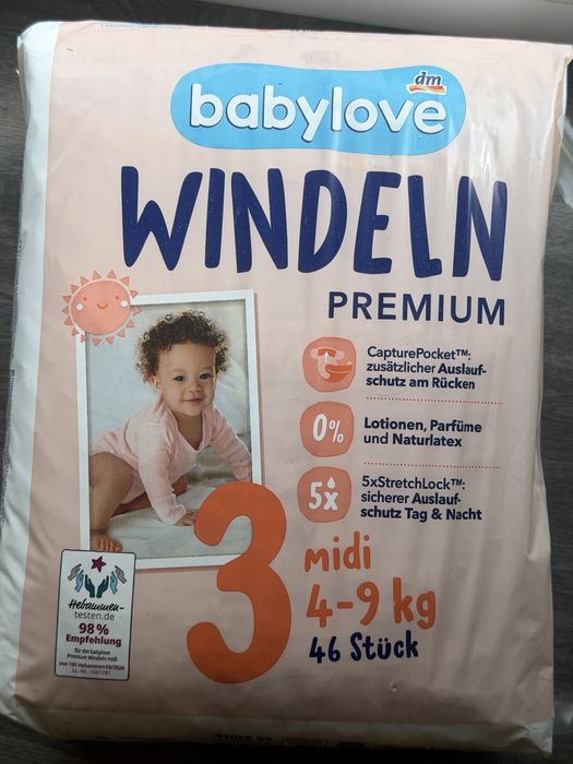 Преміальні підгузки Babylove Windeln Premium для дітей вагою 4-9 кг.