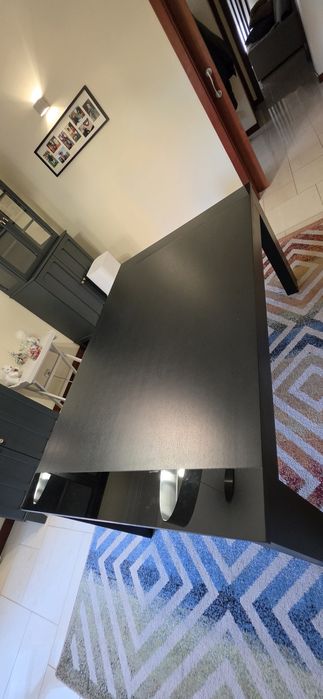 Mesa Moderna Preta - Madeira Maciça