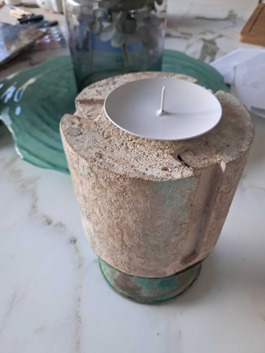 Candelabro em madeira e metal estilo rústico