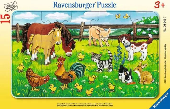 Puzzle ramkowe 15 elementów. Zwierzęta domowe. Ravensburger