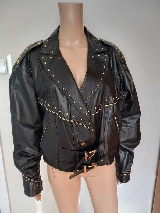 Skórzana czarna kurtka ramoneska skóra vintage