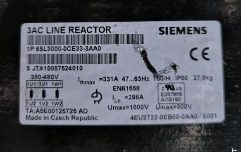 Cетевой дросель 1P 6SL3000-0CE33-3AAO 1P
6SL3000-2BE32-6AAO